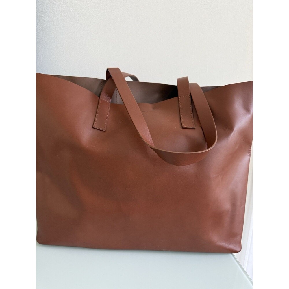 Everlane The Day Market Tote Cognac Brown Italian Leather Large Shopper Bag
